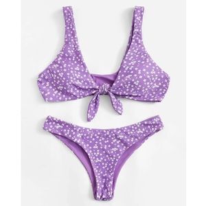 Floral Tie Front Cheeky Bikini